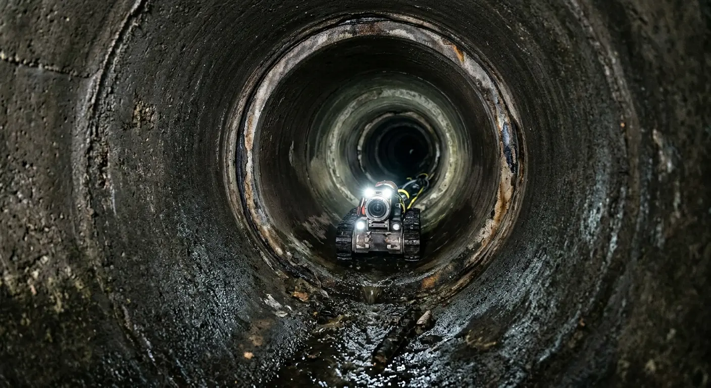 Robotic sewer camera inspecting pipe interior for Drain Snake Service in Spring Lake